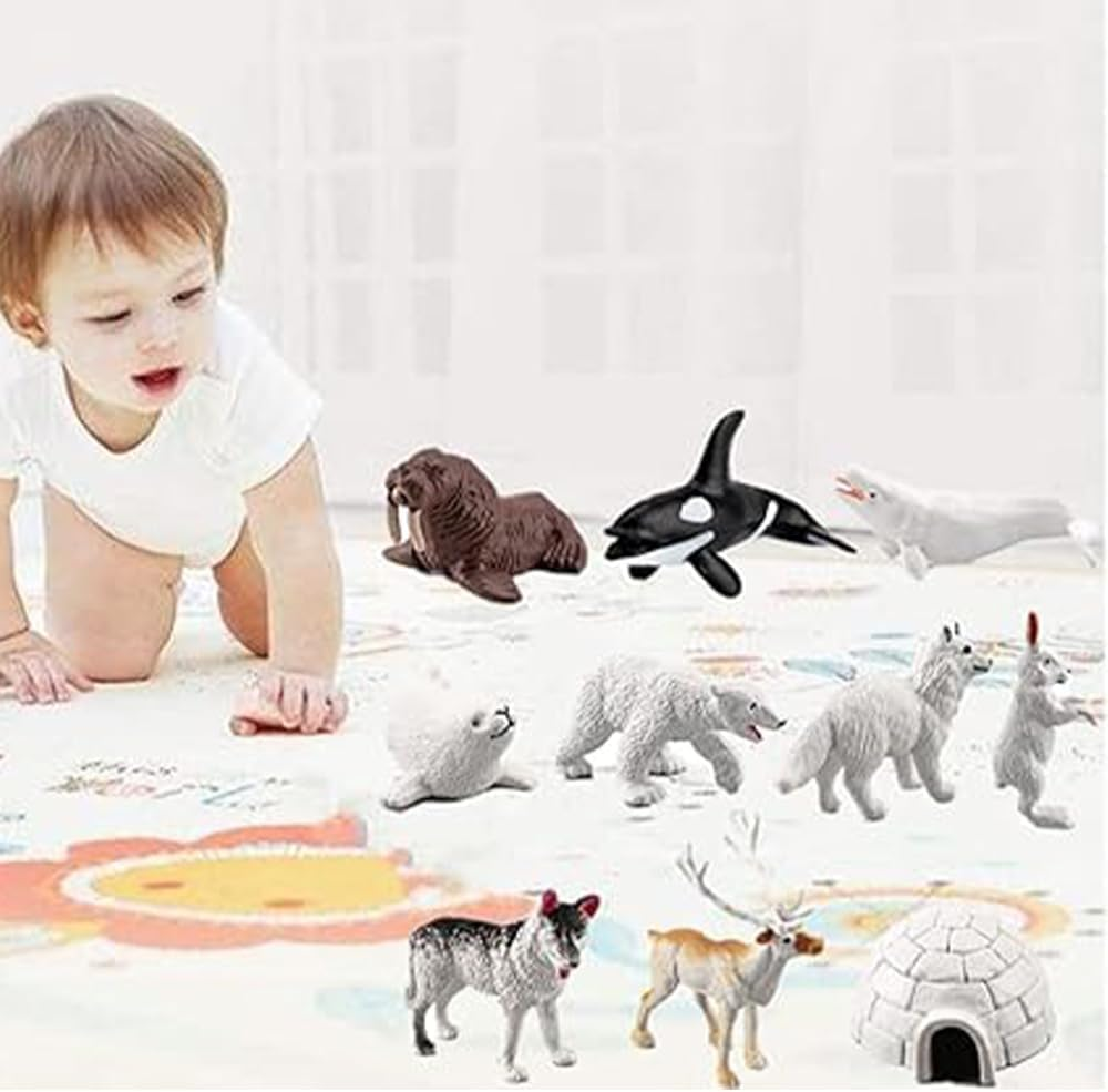 10PCS Mini Arctic Animals Figurines Plastic Polar Bear Action Model, Arctic Circle Ocean Sea Animals Bear Seal Reindeer Wolf Rabbit Arctic Realistic Figurines image number 5