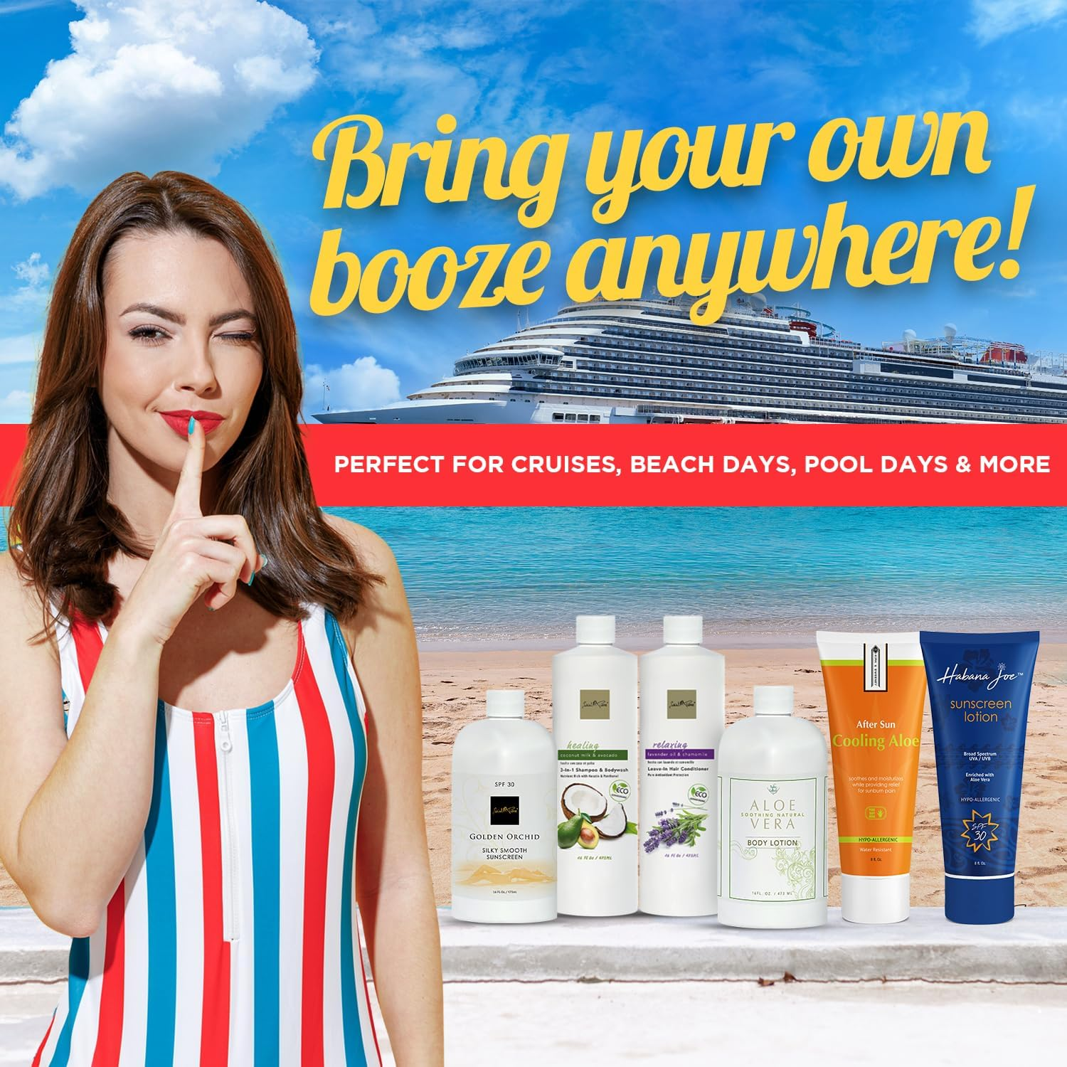 Disguised Hidden Four Bottle Two Tube Drinking Flasks Kit (4-16 Oz, 2-8 Oz) Sneak Cruise Alcohol-Rum Runner image number 1