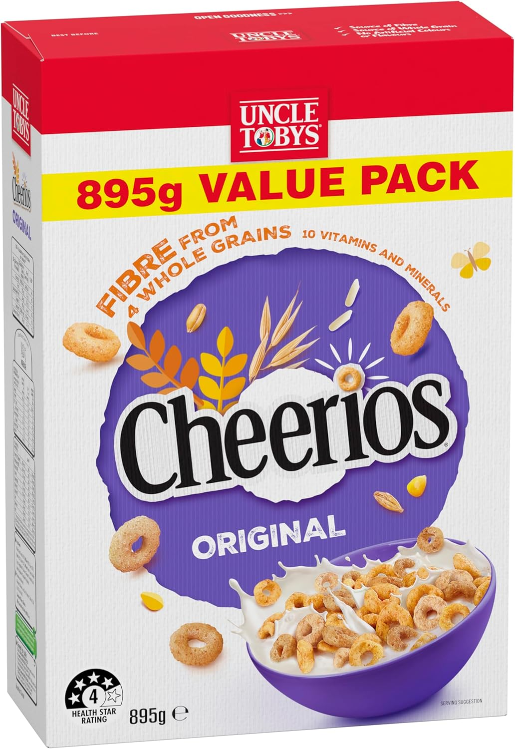 UNCLE TOBYS Cheerios Wholegrain Breakfast Cereal 895G