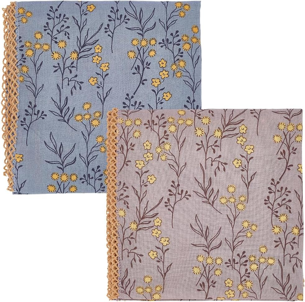 WEBEEDY 2 Styles Large Cotton Bandana Headband Square Floral Bandanas for Women Men, Head Wraps Hair Scarf Handkerchief Protective Coverage for Boho Beach Camping Gifts, 70X70 Cm image number 2