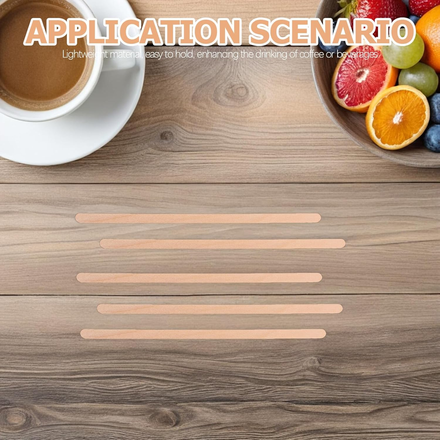 ABOOFAN 250Pcs 14Cm Wooden Coffee Mixing Sticks Disposable Beverage Stirrer for Hot Drinks Tea Cocktails Home Coffee Bar Accessories image number 1