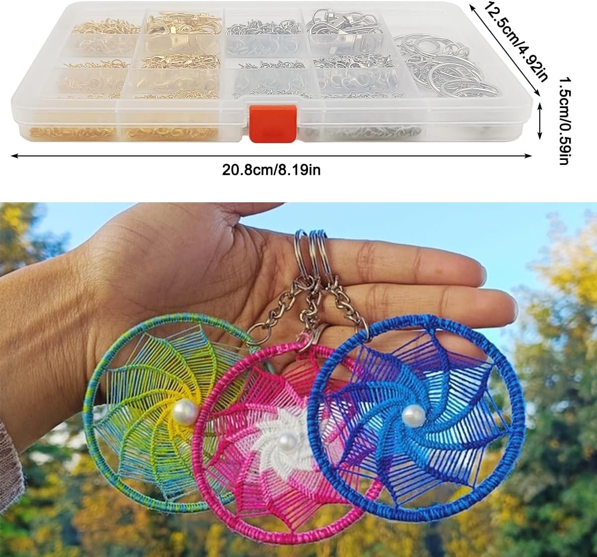 Keychain Making Kit, SENHAI 968Pcs Keychain Clip with Key Chain Rings, Lobster Claw Clasps, Key Rings Chain Hook Jump Rings, Key Ring for Jewelry Making Supplies (Silver & Gold) image number 6