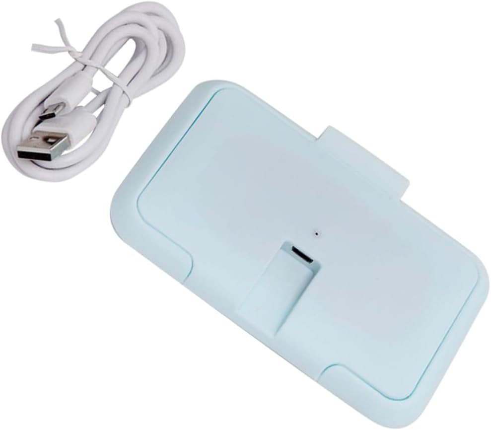 Ibasenice Baby Wipe Warmer Portable Diaper Wipe Heater USB Powered Wet Tissue Warmer Light Blue for Home and Car Use image number 5