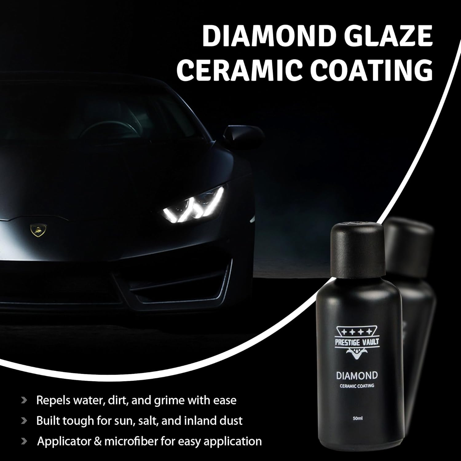 Prestige Vault Diamond Glaze Ceramic Coating &ndash; 50Ml Ultra-Gloss Paint Protection Kit with Applicator & Microfibre &ndash; Professional Grade, Hydrophobic Shield, Built for Australian Conditions image number 5