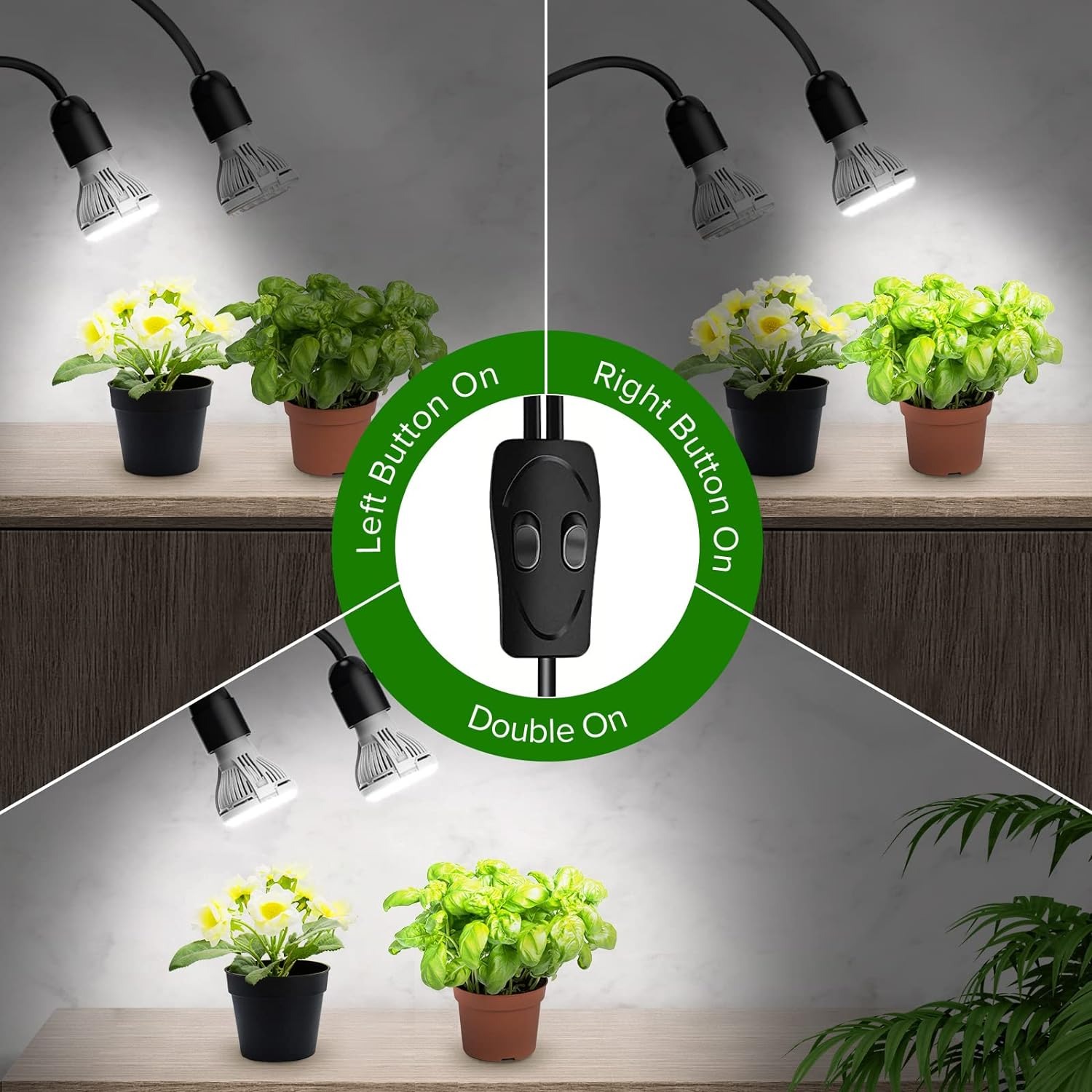 SANSI Plant Lamp 20 W Full Spectrum Growth Lamp, Strong Grip Clip Fixed, 360&deg; Gooseneck, Suitable for Indoor Plant Growth, Garden, Greenhouse, with 2 E27 Plant Growth Lamps, Metal image number 4