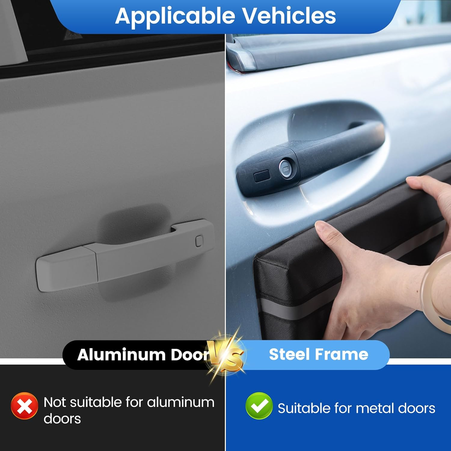 Magnetic Car Door Dent Protector,Removable Car Door Guard - Prevents Dents and Scratches for Vehicles (Black- Pack of 2) - Grey image number 5