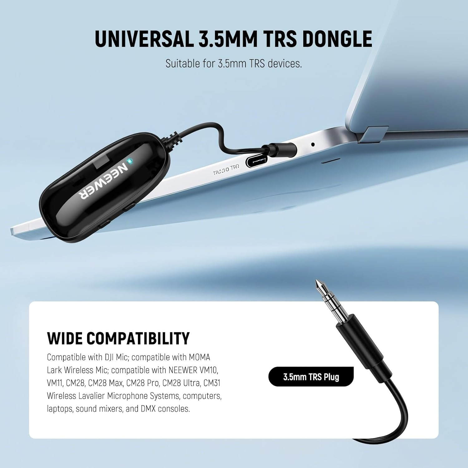 NEEWER EB01 2.4G Wireless 3.5Mm TRS Dongle OWS Real Time Monitoring Earphones, Noise Cancelling, Mono Track, 30M Range, 24H Battery in Ear Earbud Monitor System Compatible with VM10 VM11 CM28 CM31 Mic image number 4