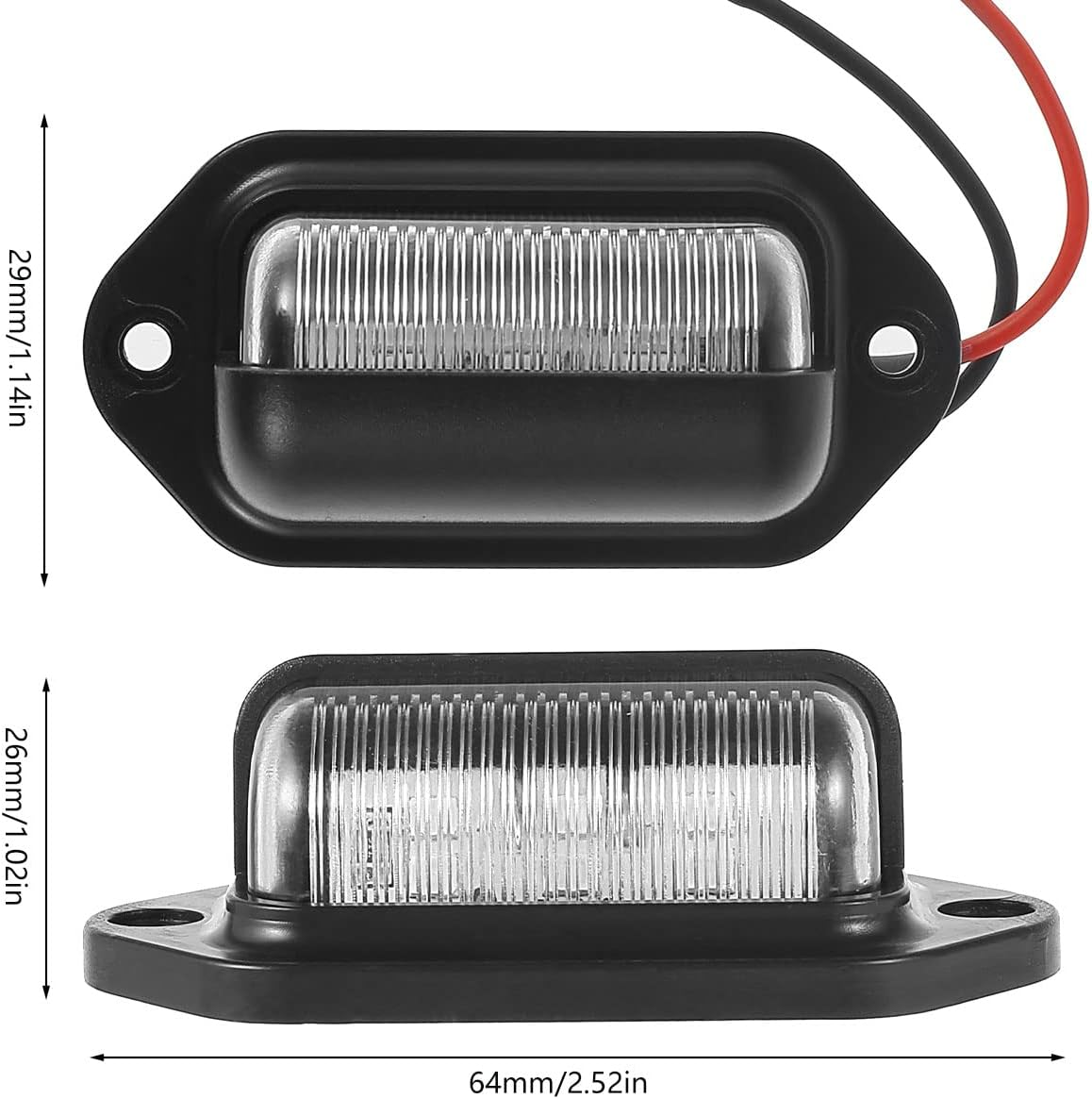2Pcs Car Number Plate Lights 12V/24V 6 LED License Number Plate Light Waterproof LED Number Plate Lamp Step Courtesy Lights Dome Cargo Lights for Trailer Truck SUV Motorcycles Off-Road Trucks image number 4