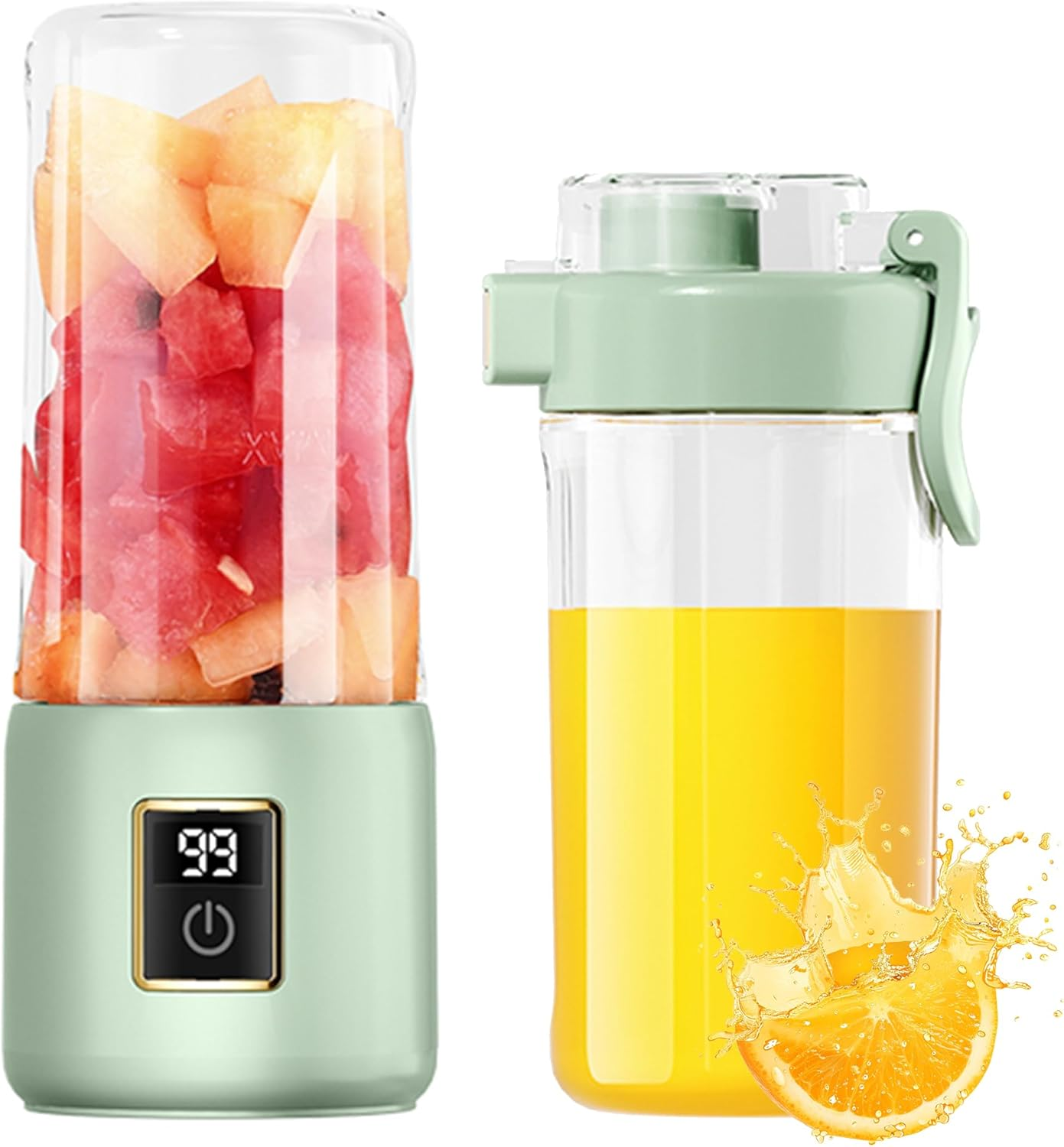 Smoothie Blender, 60W Portable Blender with LED Smart Display and 12 Food Grade Blades, USB Charging, Comes with 2 500ML Travel Mugs, BPA Free Juicer image number 1