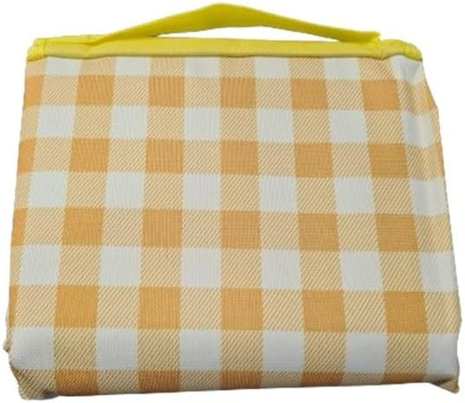 Picnic Blanket Waterproof Dirtproof Foldable in Large 150X200Cm. Cute Gingham Portable Compact Beach Blanket Outdoor Mat (Honey Yellow) image number 1