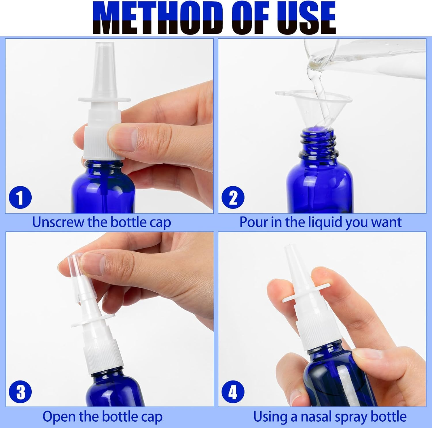 ZHWKMYP 10 Pcs Nasal Spray Bottle Empty, 30Ml/1Oz 6 Pcs Refillable Nasal Spray Bottle Fine Mist Glass with 2 Pcs Funnels and 2 Pcs Labels image number 6