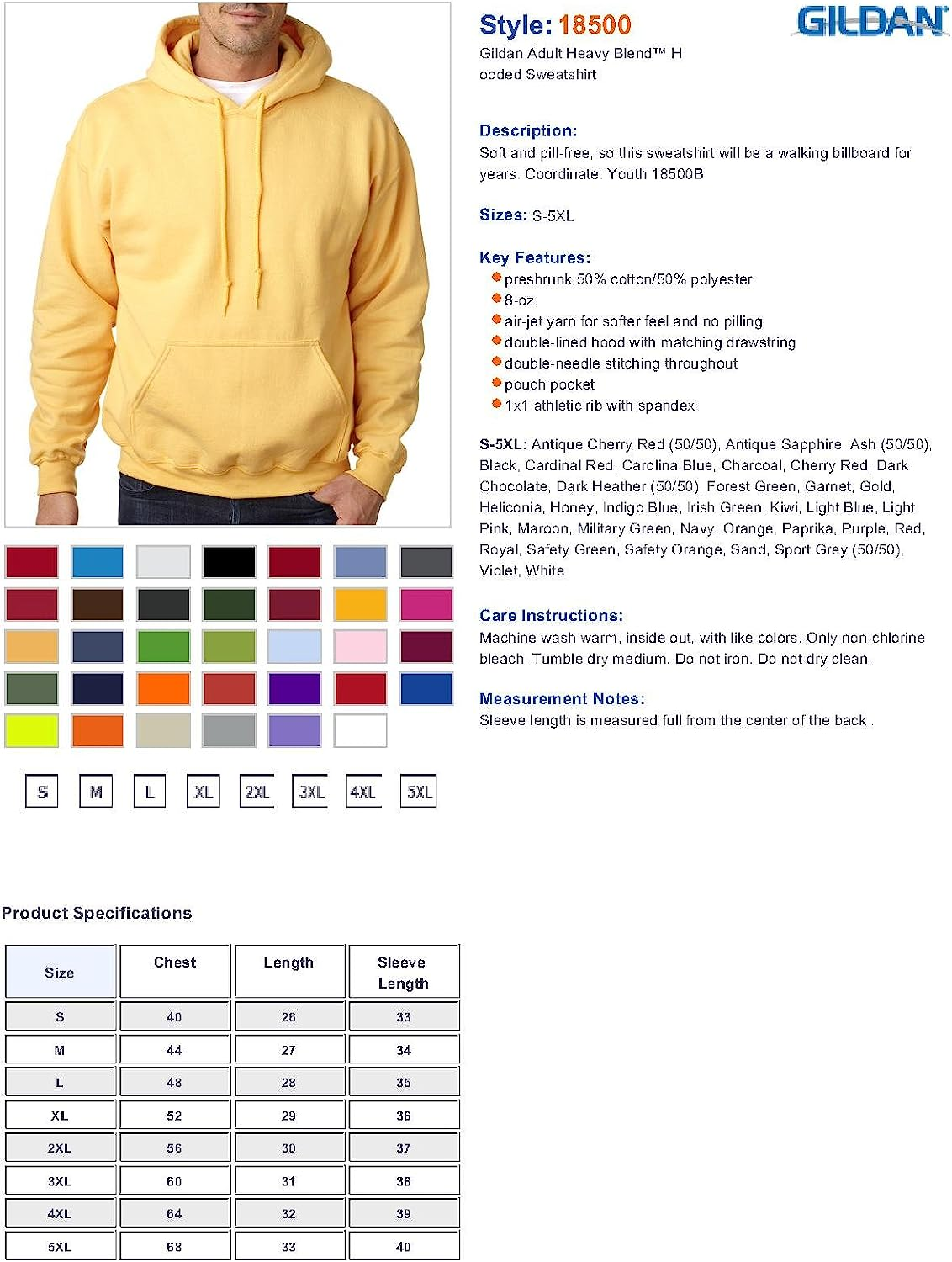 Gildan Black Hoodie Heavy Blend Blank Plain Hooded Sweat Sweater Big Mens S -5XL (2XL) image number 1