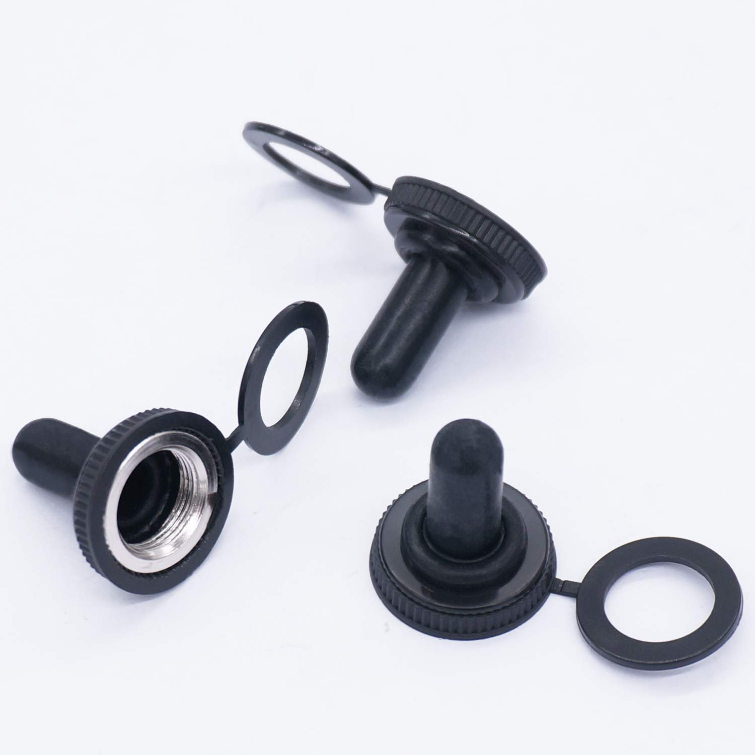 Taiss/3 Pcs Rocker Toggle Switch Heavy Duty 4 Pin 2 Position On/Off DPST 16A 250VAC Spade Terminal Metal Bat Switch with Waterproof Boot Cap and 6.3Mm Terminal Wires TEN-1221MX-B201 image number 5