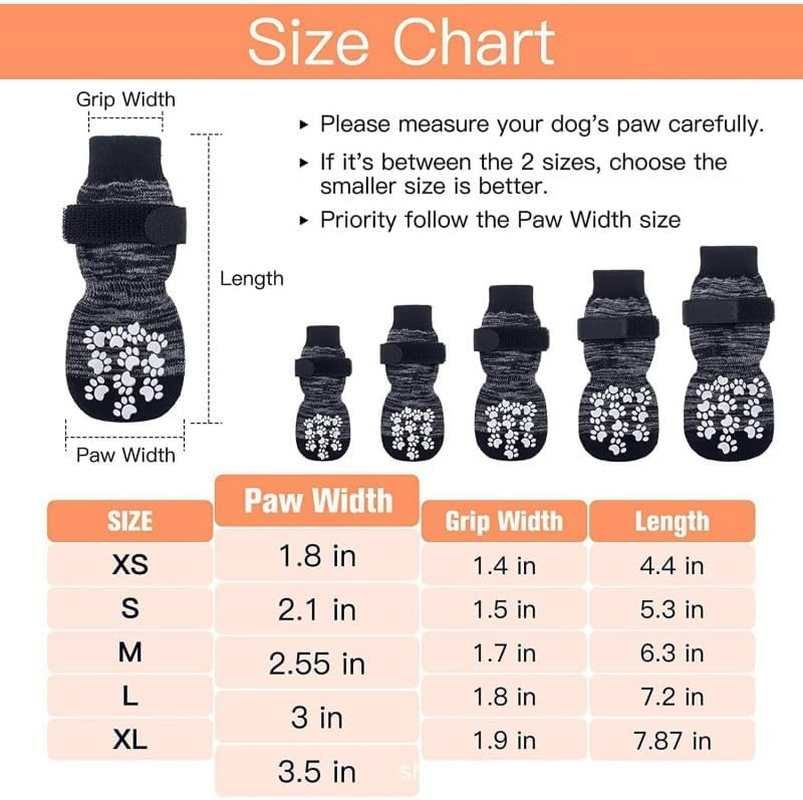 Non Slip Dog Socks - Dog Shoes Paw Protectors Grips for Hot/Cold Pavement, Strong Traction Indoor Hardwood Floors, Injury Protection Prevent Licking for Small Medium Large Dogs (Grey, Medium) image number 3