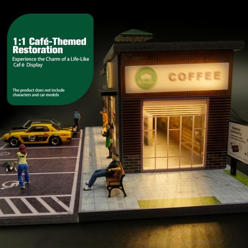 2025 Updated Model Car Display Case for Adults, Premium 1/64 Scale Diecast Parking Garage for Toy Cars, Toys Car Garage, Scenic Diorama Display Car Park with Ith LED Lamps and 5 Parking Space image number 3