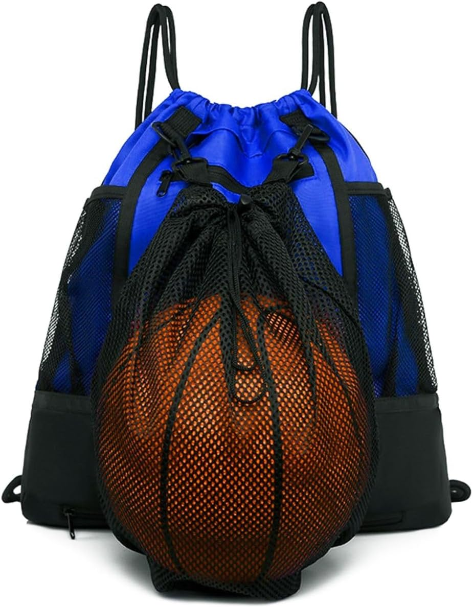 STAY GENT Drawstring Basketball Backpack for Boys, Foldable Soccer Backpack Gym Bag Sackpack Sports Sack with Detachable Ball Mesh Bag for Volleyball Baseball Yoga