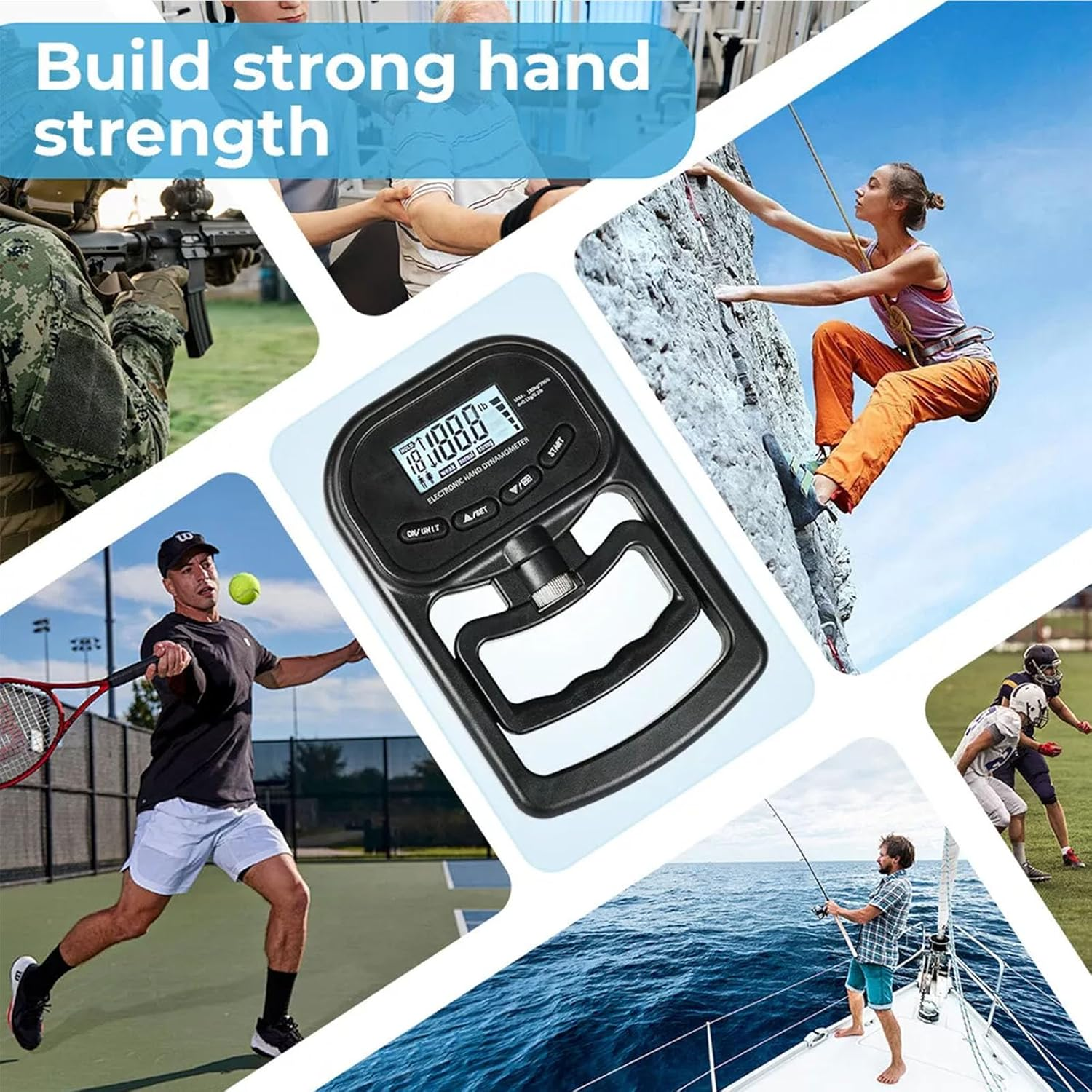 396Lbs/180Kg Grip Strength Trainer, Rechargeable Electronic Hand Dynamometer, Digital Grip Strength Tester with LCD Display, Adjustable Hand Grip Dynamometer Hand Exercisers for Strength(With Hand Grip Strengthener) image number 4