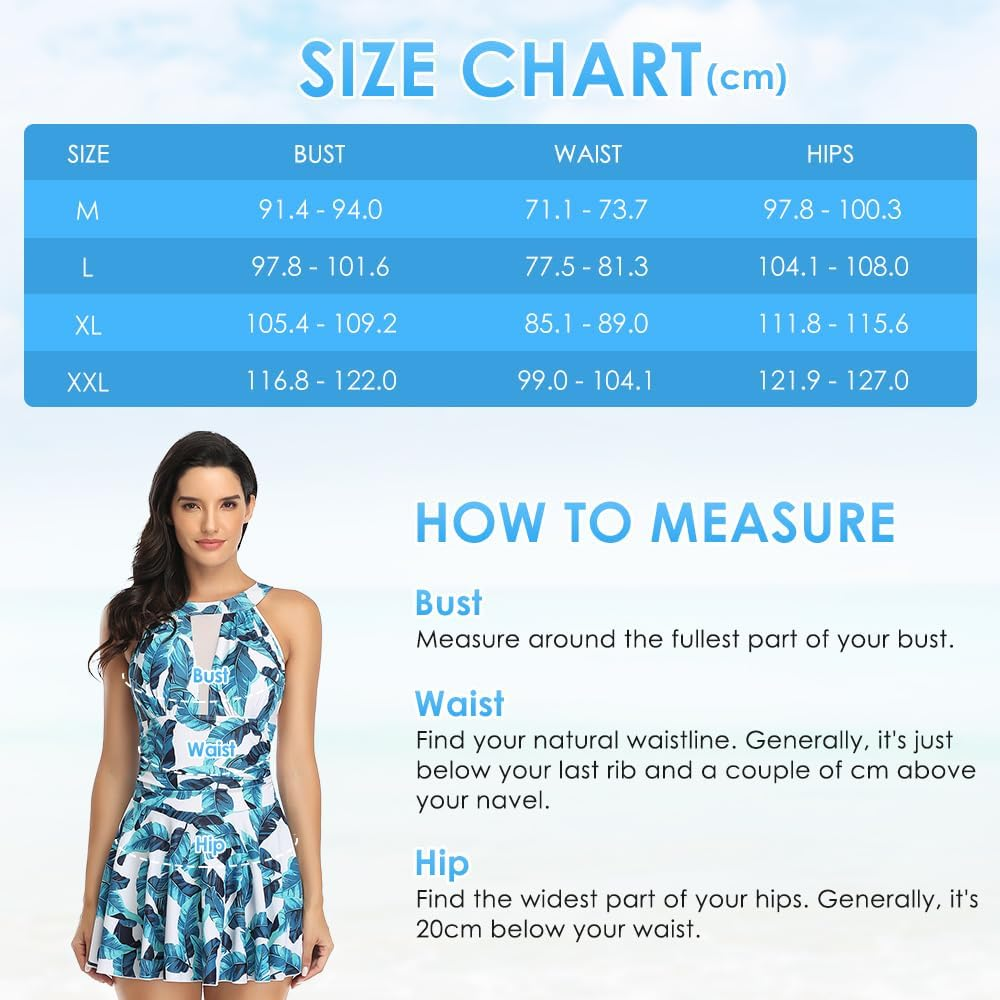 Autowt Women'S One Piece Swimsuits, High Neck Bathing Suits,Tummy Control Halter Modest Swimskirt，Digital Printing Tulle Skirt Ruched Swimsuits for Women (Medium) image number 2