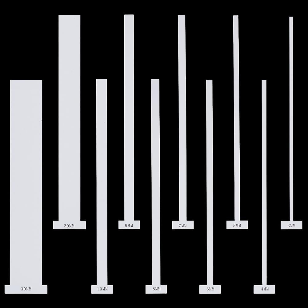 FINGERINSPIRE 10 Pcs Acrylic Bookbinding Spacer Tool 3/4/5/6/7/8/9/10/20/30Mm White Bookbinding Ruler T Shape Straight Edge Book Binding Kit for Making Book with Spine, Covered with Protective Film image number 4