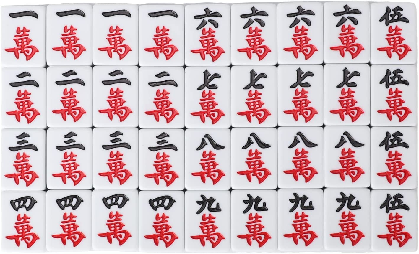 Lesolar Large 42Mm Classic Chinese Mahjong Set 144 Tiles with Case, Portable, Adults/Adolescents, 4 Players, White, English, Manual, None, 37Mm X 29Mm X 4.7Mm image number 4