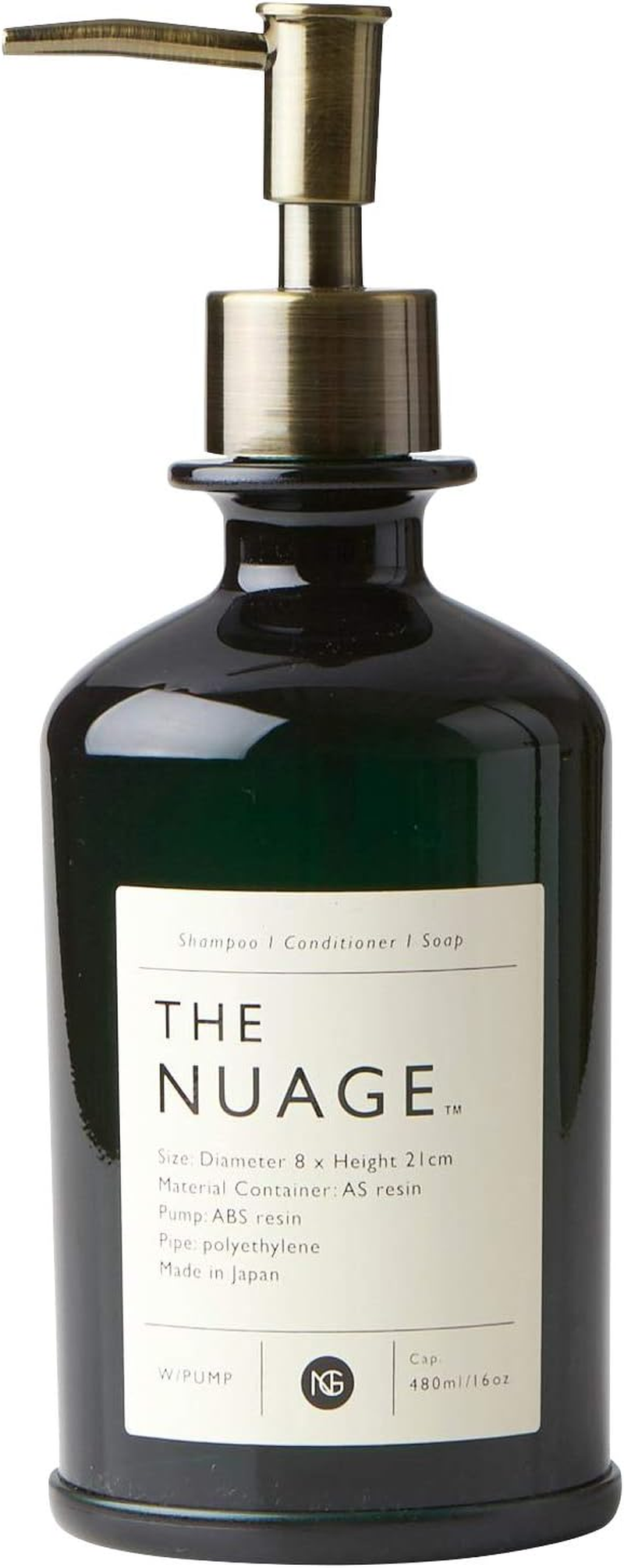 Unbreakable Dispenser Shampoo Conditioner, Approx. 16.9 Fl Oz (480 Ml), Nuage+ Brown, Made in Japan image number 2