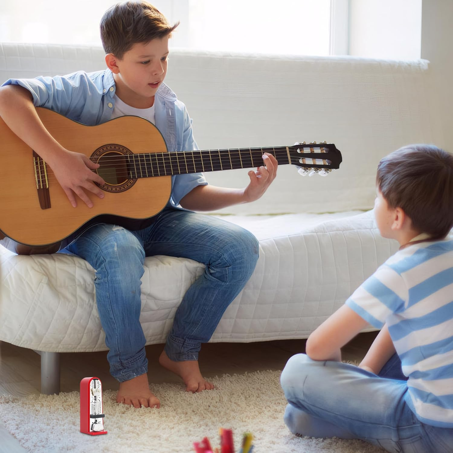 Metronome,Mechanical Metronome Accurate Adjustable Metal Metronome with Clear Scale Loud Sound Red Color Metronome for Guitar, Piano, Violin & More,Musical Instruments image number 3