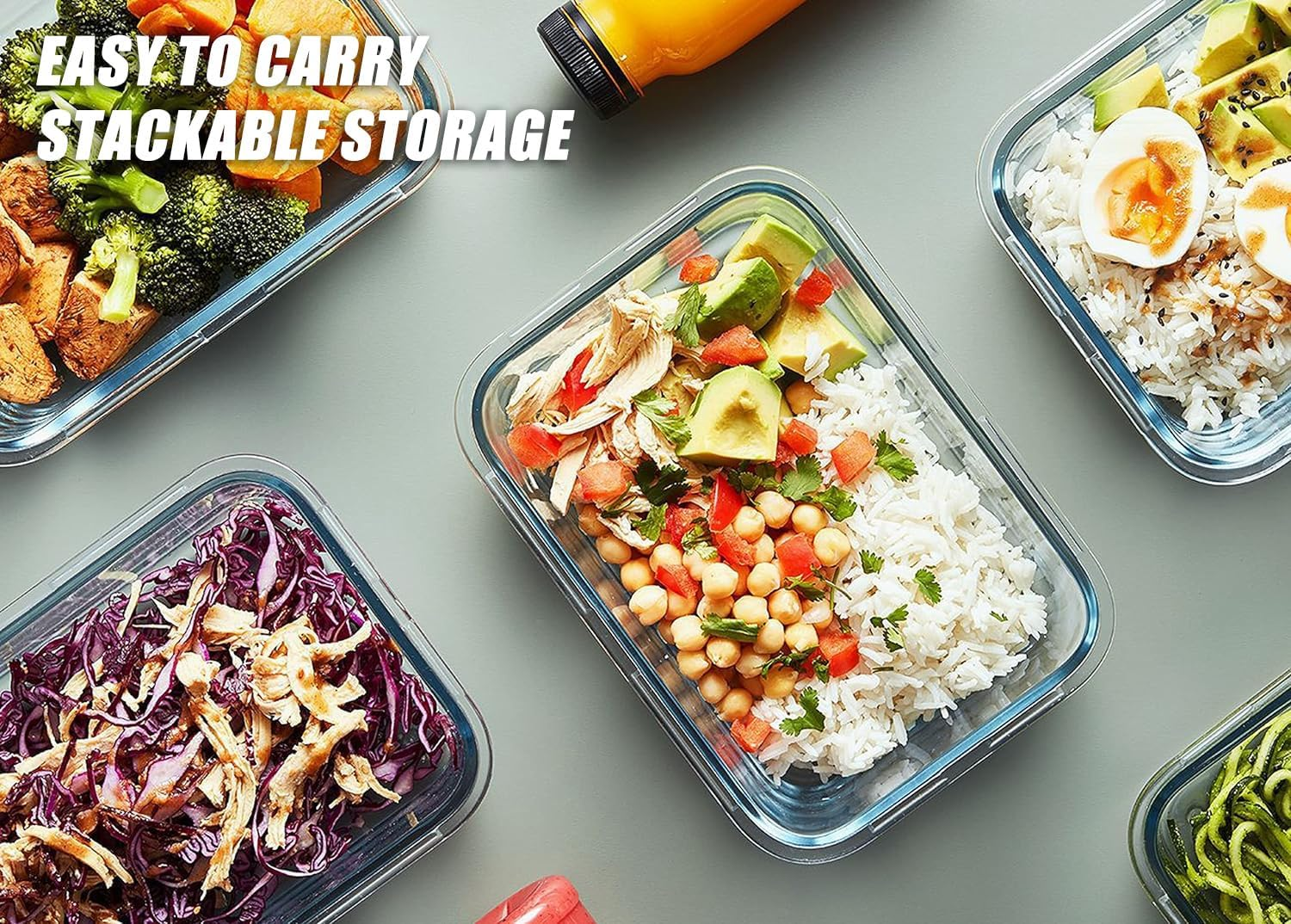 BEWAVE Glass Food Storage Containers with Snap Locking Lids, 4 Pack 1000Ml Meal Prep Container, BPA Free& Leak Proof image number 6