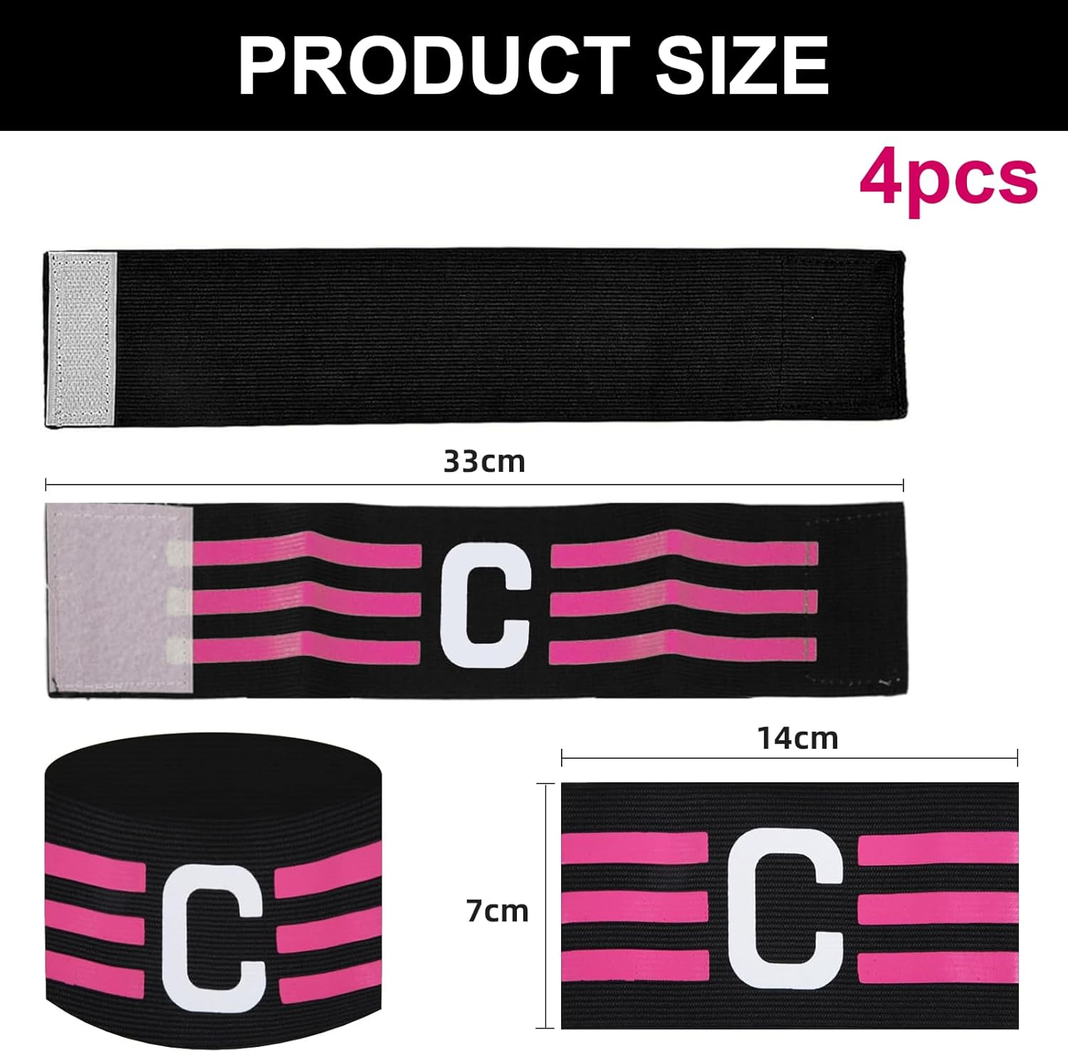 4 Pack Soccer Captain Armband，Adjustable Football Captain Bands for Adults & Kids，Durable Soccer Captain Adjustable Armband image number 5