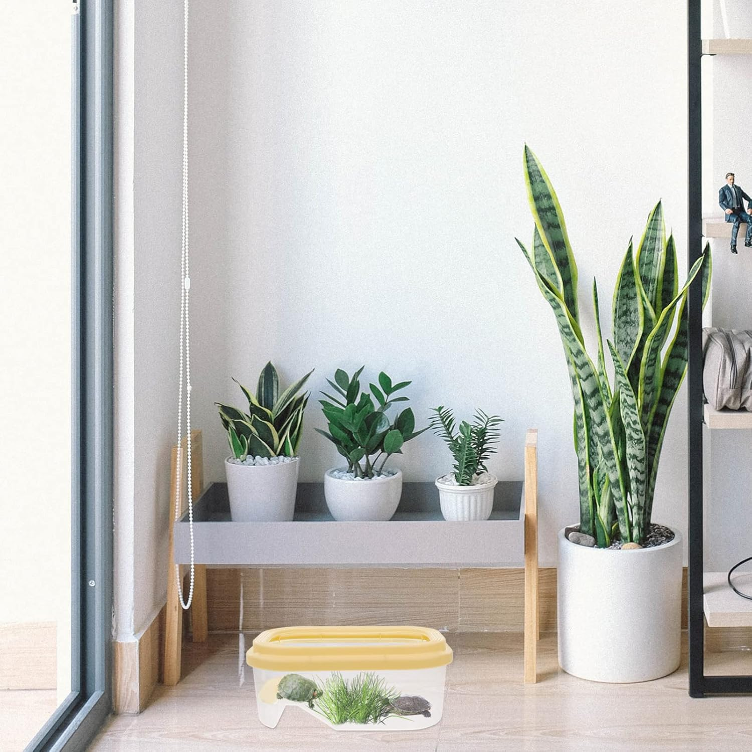 SUPVOX Turtle Breeding Container Basking Platform Multi-Use Indoor Turtle Tank for Tortoise Fish and Small Aquatic Pets Durable and Versatile Habitat Climbing Ramp and Feeding Area For