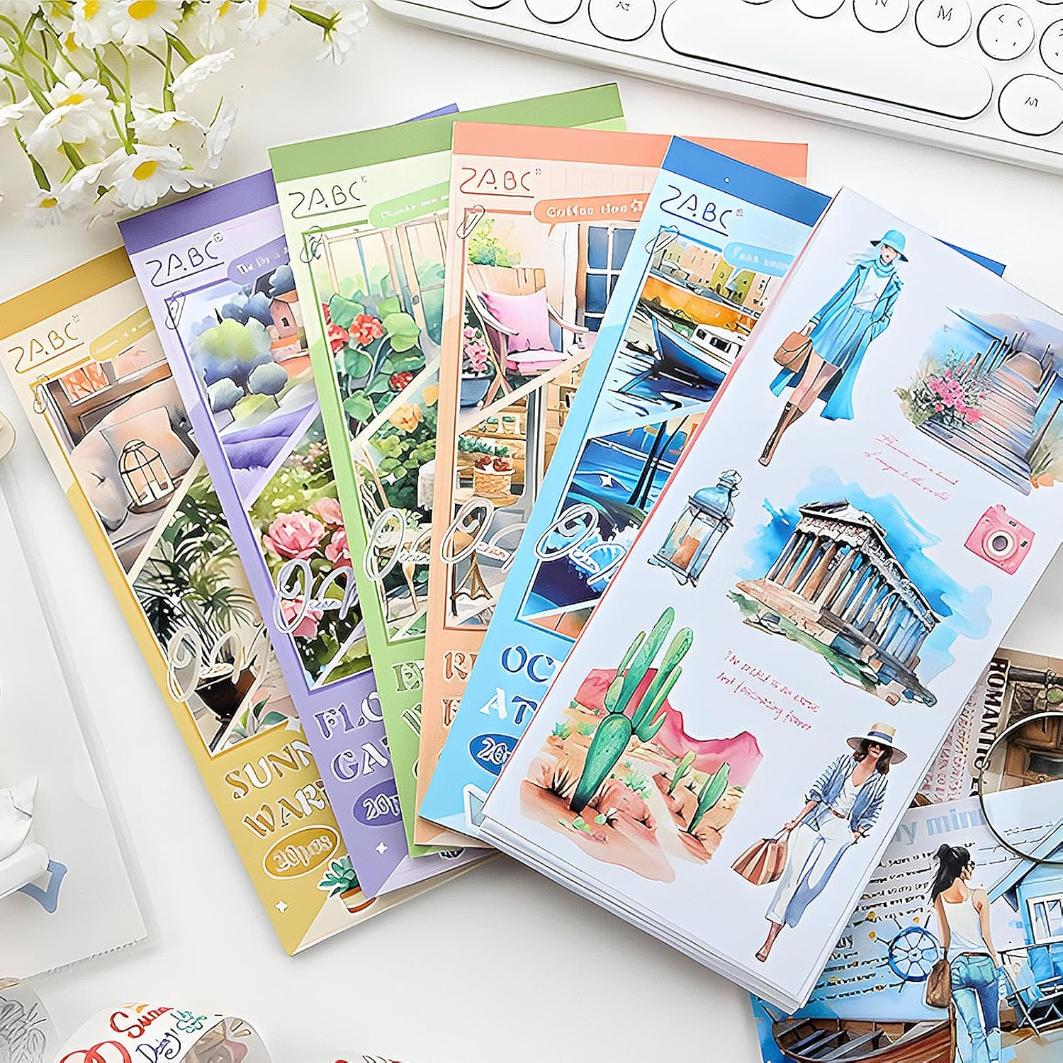 Snycler Blue Ocean Series Sticker Book - 20 Sheets Vintage PET Stickers for Scrapbooking, Junk Journaling, Ephemera, and Decorative Crafts - Pre-Cut Nautical Design Stickers - Coffee Corner image number 4