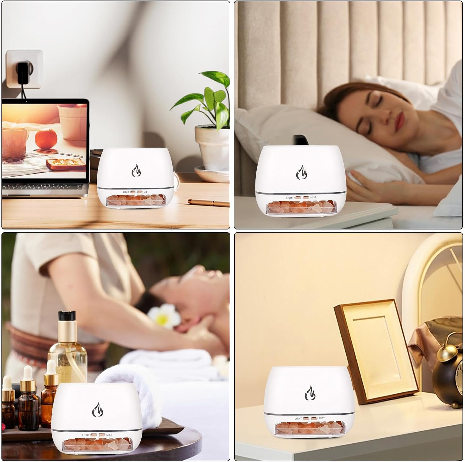 JIEBWCHA Ultrasonic Diffusers | Aroma Diffuser with Salt for Bedroom | Aromatherapy Humidifier with 7 Coloured Lights for Meditation Yoga Studio Spa Enthusiasts Bathroom Office image number 2