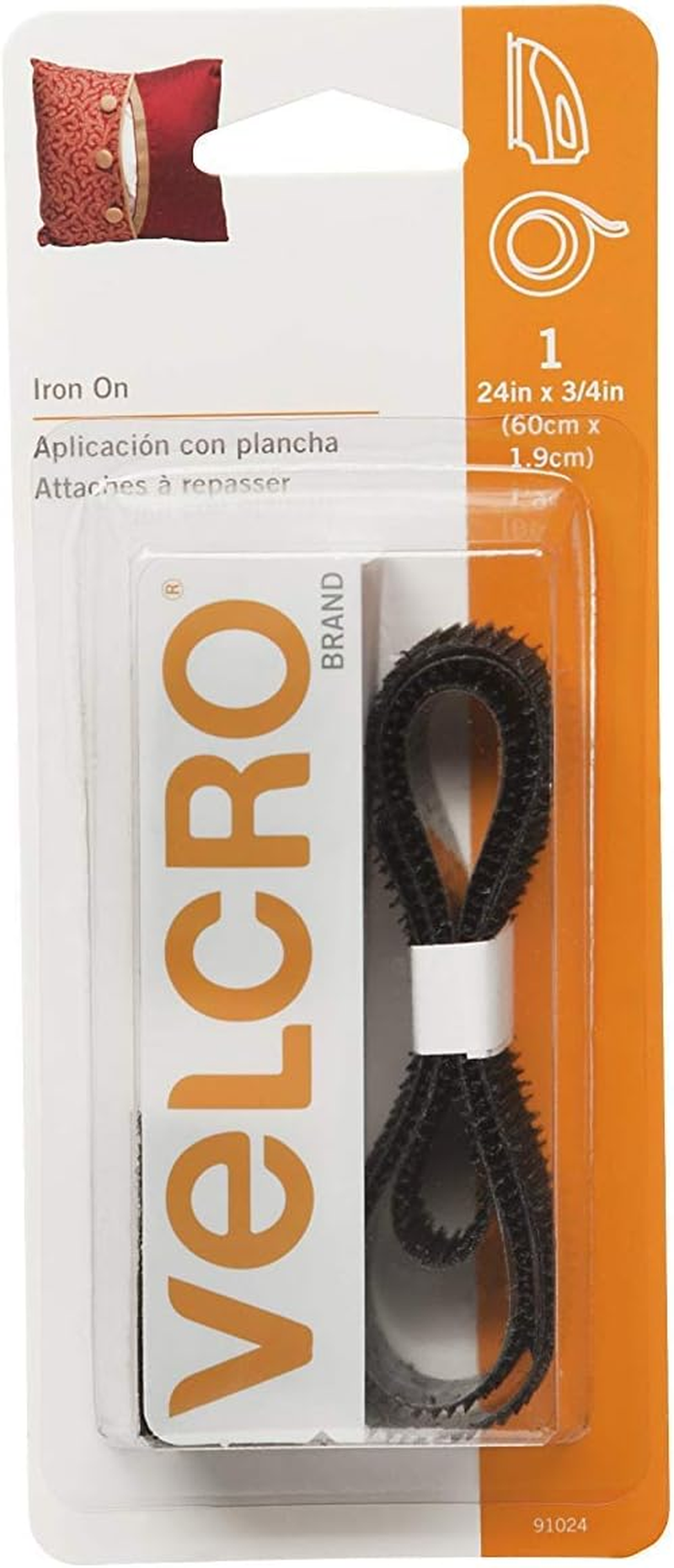 VELCRO Brand for Fabrics | Iron on Tape No Sewing or Gluing, 61Cm X 1.91Cm, White