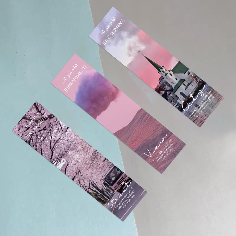 Palumma 30 Pcs Paper Bookmarks 30 Different Styles, Read Cute Book Marks Fashion Style Book Accessories, Natural Style Bookmarks for Book Lovers, Women (Pink) image number 1