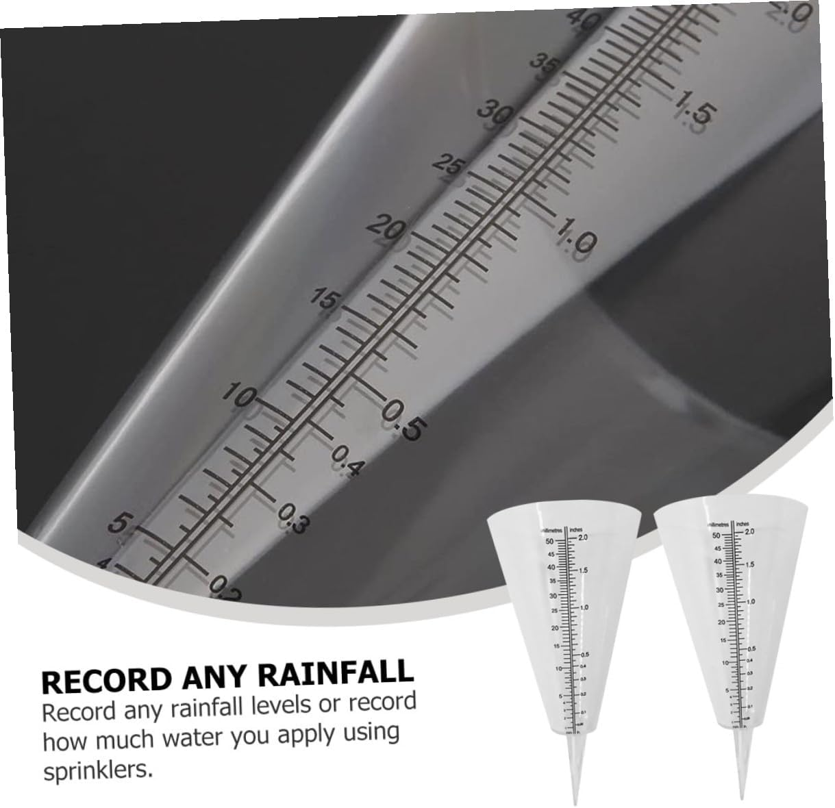 NOLITOY 2Pcs Transparent Lawn Rain Gauge with Spike Outdoor Rainfall for Accurate Measurement Plastic Rain Gauge for Garden Lawn Backyard Use image number 5