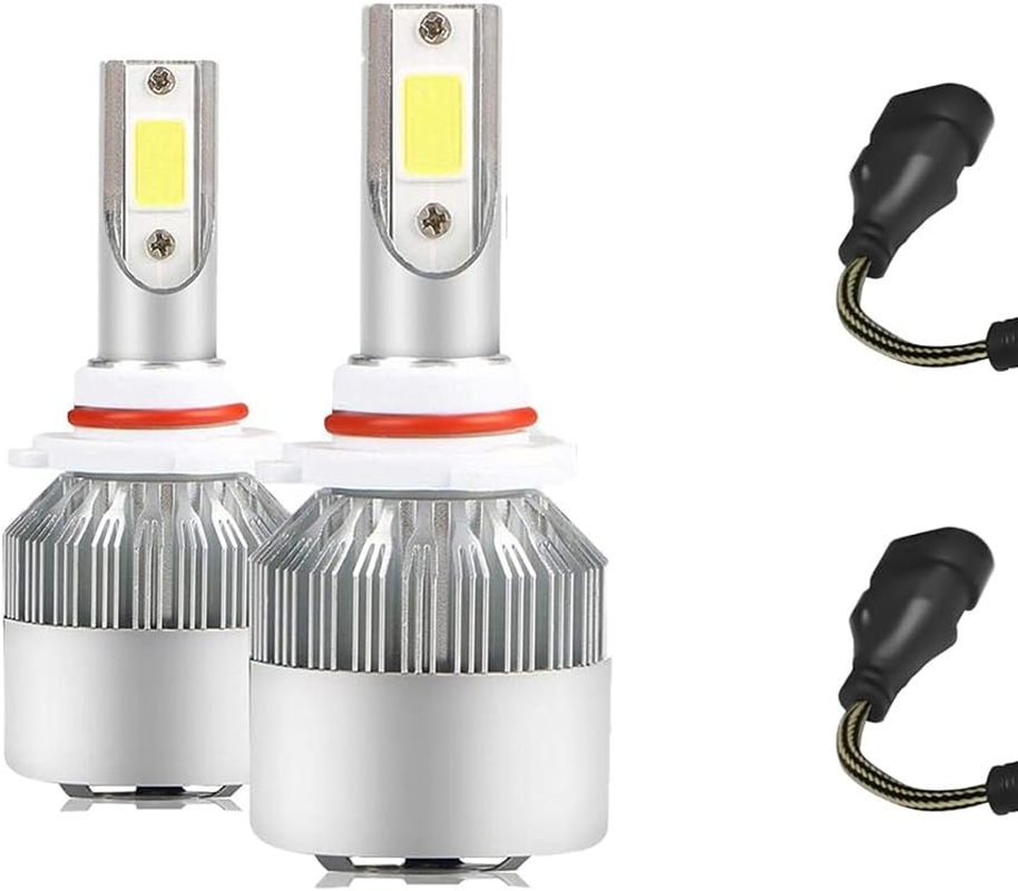 2 PCS 9005/HB3 Car LED Light Replacement Parts, 4800LM 6000K Ultra Bright White Light Waterproof C6 Fog Light Bulb, Plug and Play LED Headlights, High and Low Beam Lights, Car Accessories