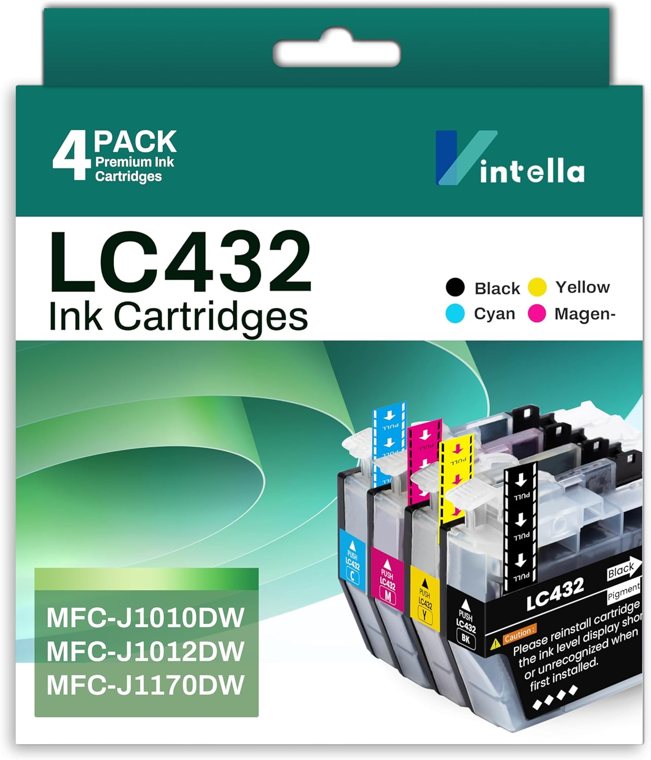 Vintella LC432 Ink Cartridges Compatible for LC432 LC-432 LC432XL Ink Cartridges LC-432XL for MFC-J5340DW MFC-J5740DW MFC-J6540DW MFC-J6740DW MFC-J6940DW Printer (4 Pack)