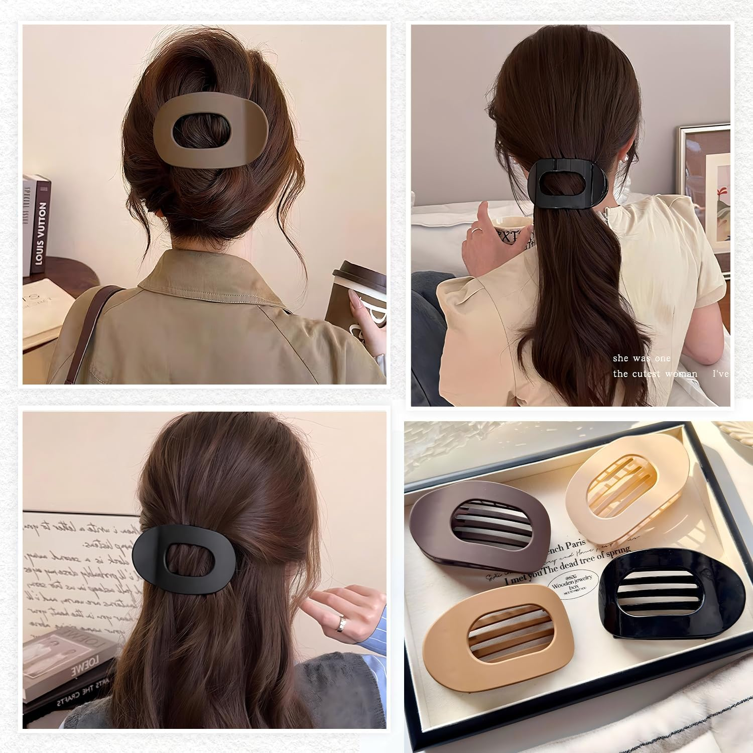 8 Pack Flat Hair Clips for Women, French round Lay down Hair Claw Clips, Curved Design Hair Clips for Thin, Thick Hair, Lying, Driving, Fashion Flat Claw Clip Gifts for Women and Girls image number 3