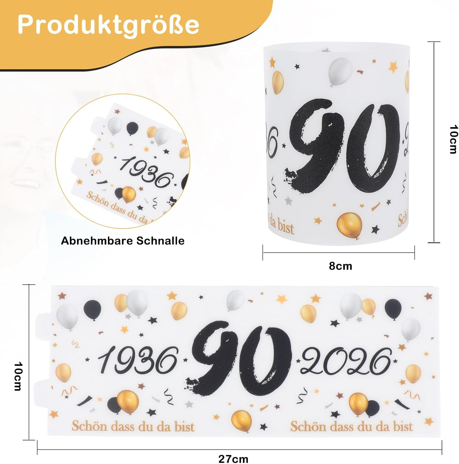 12 Lantern Table Decoration 90Th Birthday, Seutgjie 90Th Birthday Anniversary Decoration Man Woman 1936-2026 Black Gold for Tea Lights or Candles