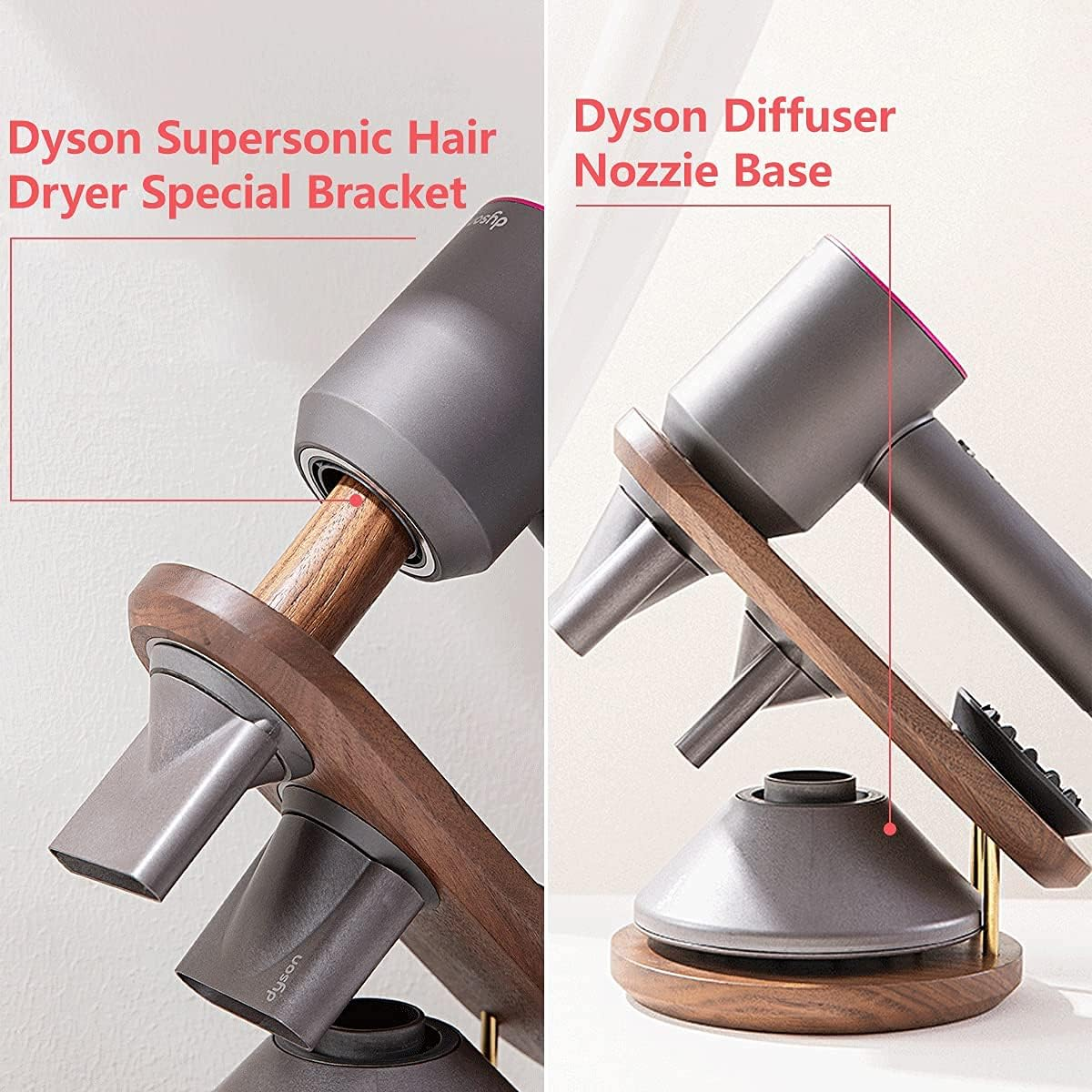 Livoccur Hair Dryer Stand Holder for Dyson Supersonic, Magnetic Hair Dryer Display Stand Wood Bathroom Organizer for Dyson Supersonic Hair Dryer Tools, Compatible for All Dyson Supersonic Models image number 1