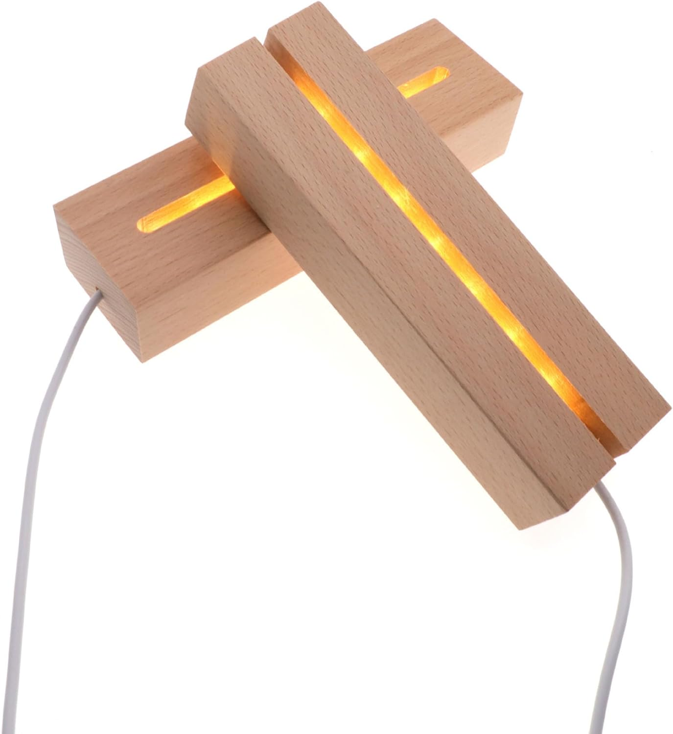 6 Inch Rectangle Display Pedestal, Colorful Rectangle Led Lights Display Base, Crystal Wooden Lighted Base Stand for Acrylic, Crystal, Night Light, Glass Resin Art