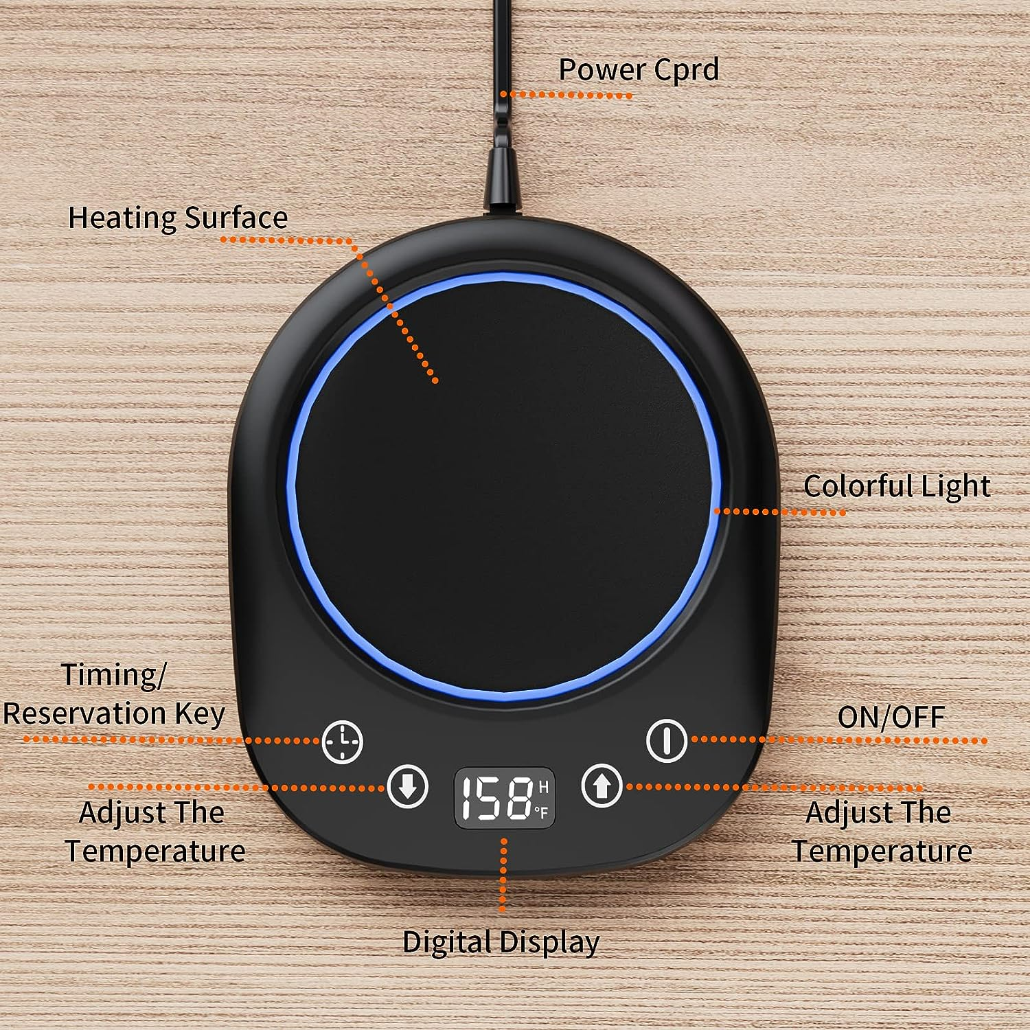 Coffee Mug Warmer Electric Cup Warmer for Office Desk Use Auto Shut off Temperature Settings 9 Hour Timer Settings Smart Coffee Warmer Plate Milk Tea Water(No Cup) image number 4