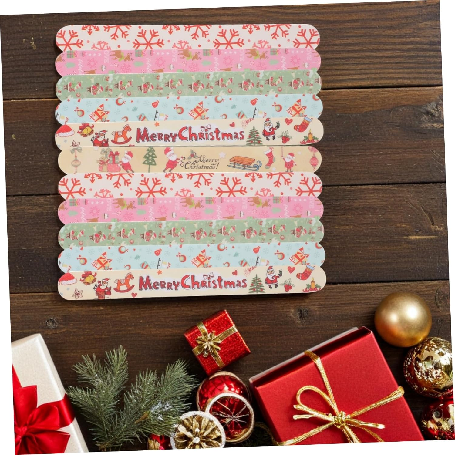 Baluue 24Pcs Christmas Themed Nail Files Eva Nail Polish Tools for Manicure and Pedicure Easy to Use for Natural and Artificial for Holiday image number 3