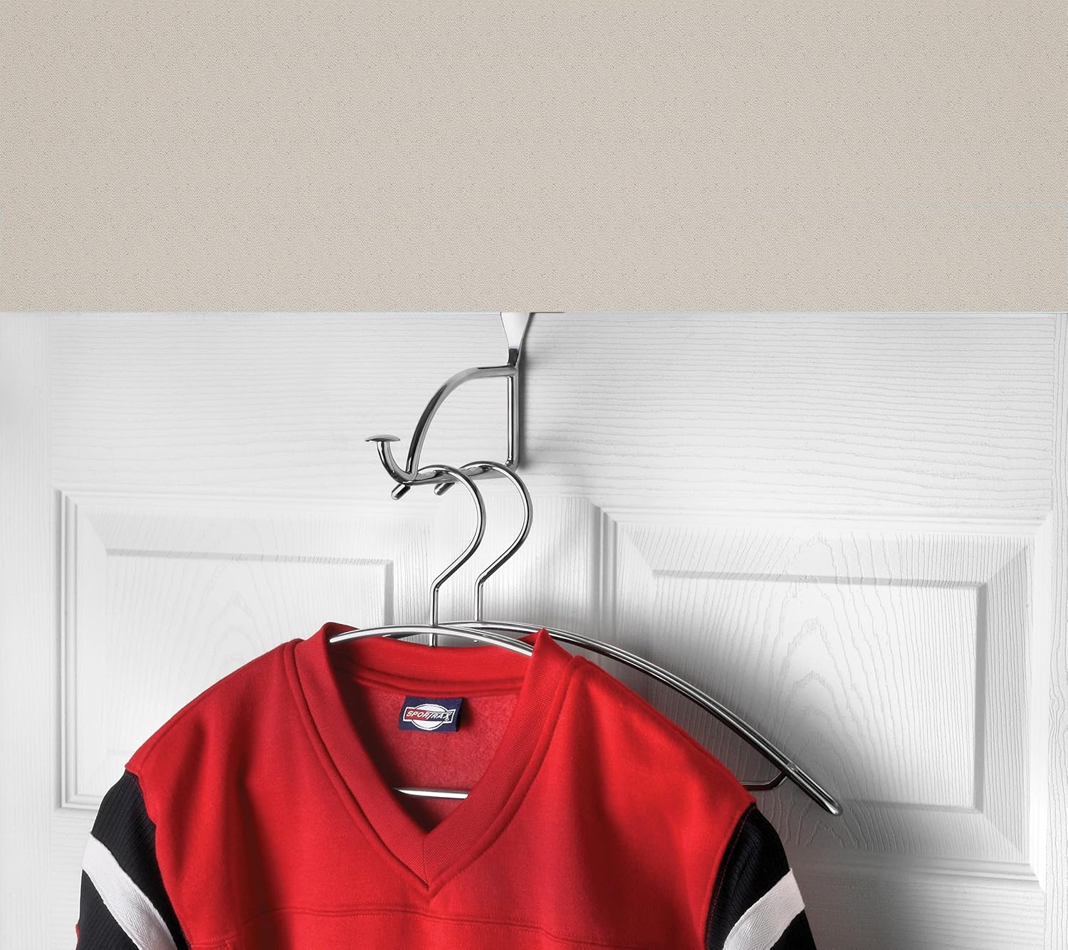 Spectrum Diversified Designs Hanger Holder & Hook, Extender Over-The-Door Closet, Bedroom & Laundry Room, Hanging Clothes Drying Rack, Chrome