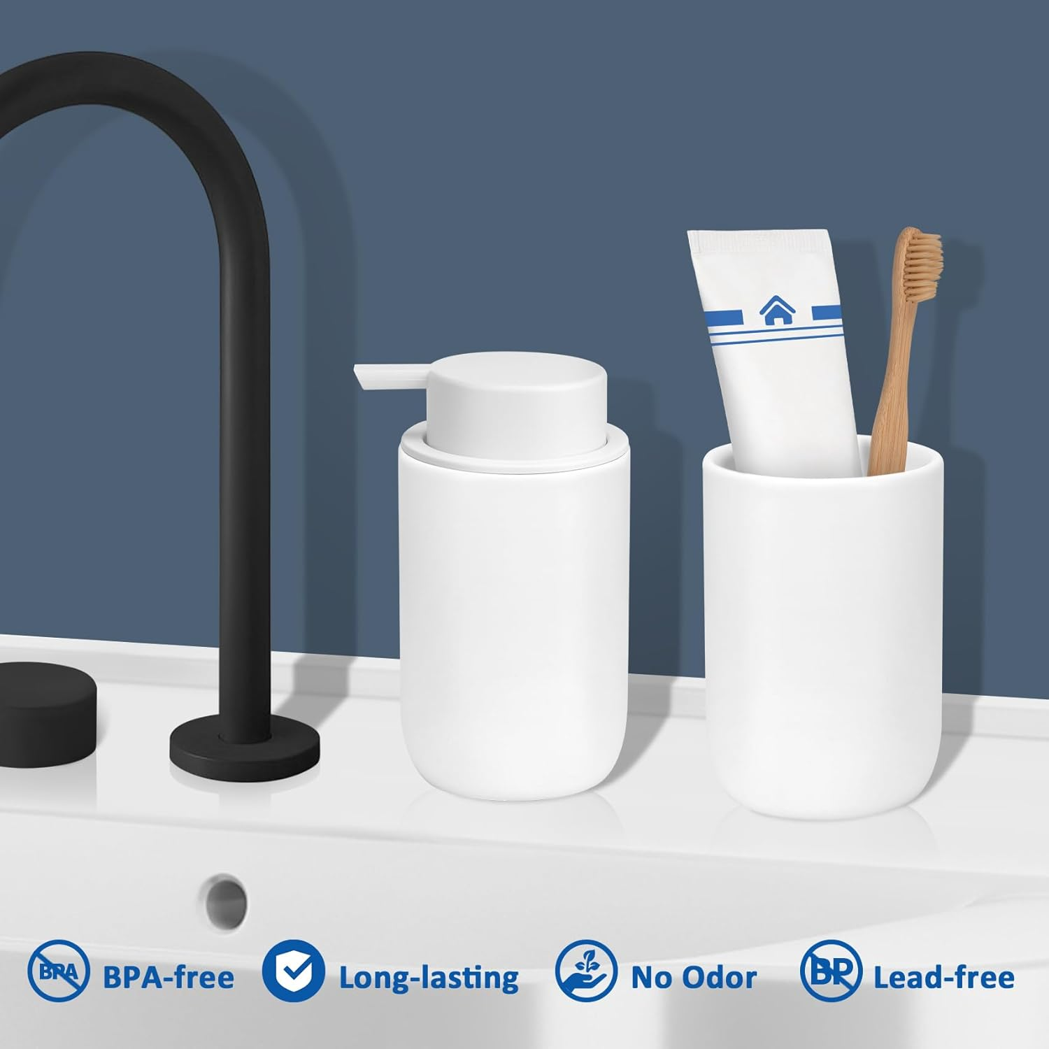 Soap Liquid Dispenser Ceramic with Easy-To-Press Pump Hand Liquid Dispenser (Can'T Foam) for Shampoo Bathroom Countertop 13.5 Oz - Foam-Retro-Silverwhite image number 5