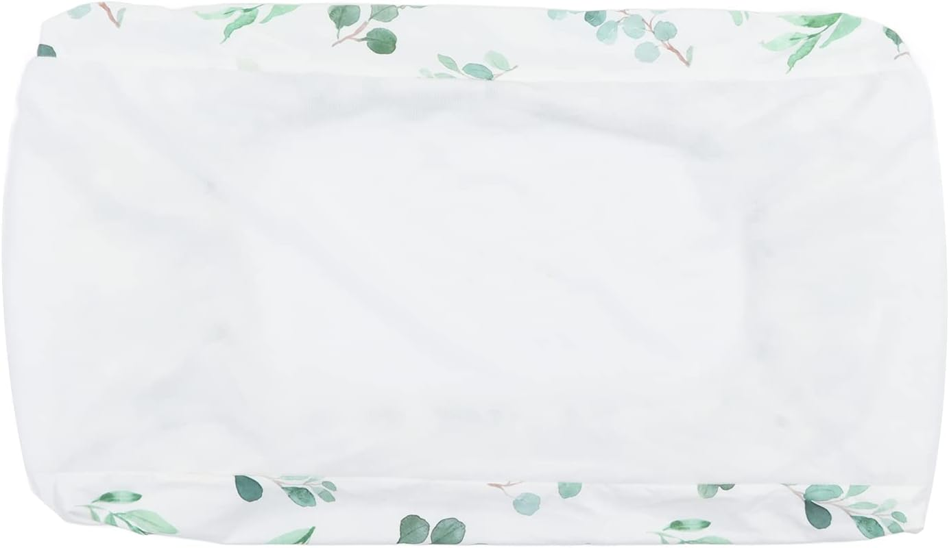 Diaper Change Table Sheets, Quick Dry Removable Comfortable Baby Changing Pad Cover Cotton Soft for Table (Green Leaves, White Plush)