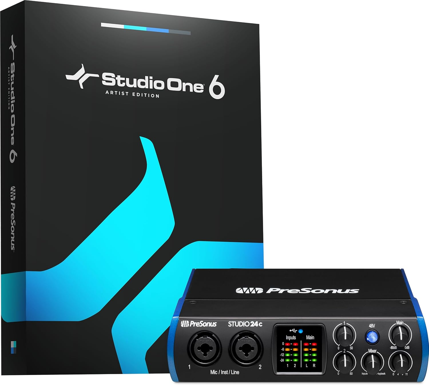Presonus Studio 24C 2X2, 192 Khz, USB Audio Interface with Studio One Artist and Ableton Live Lite DAW Recording Software image number 5