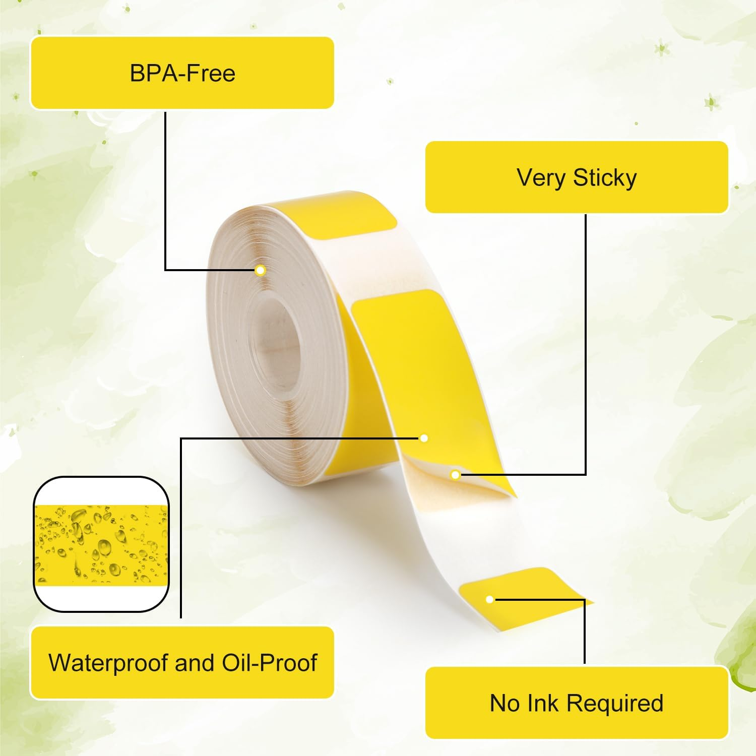 3 Rolls Label Tapes for Phomemo D30 Label Maker, 15Mm X 30Mm Self-Adhesive Label Tape Thermal Sticker Paper Roll for Home Office School Supplies (Yellow)