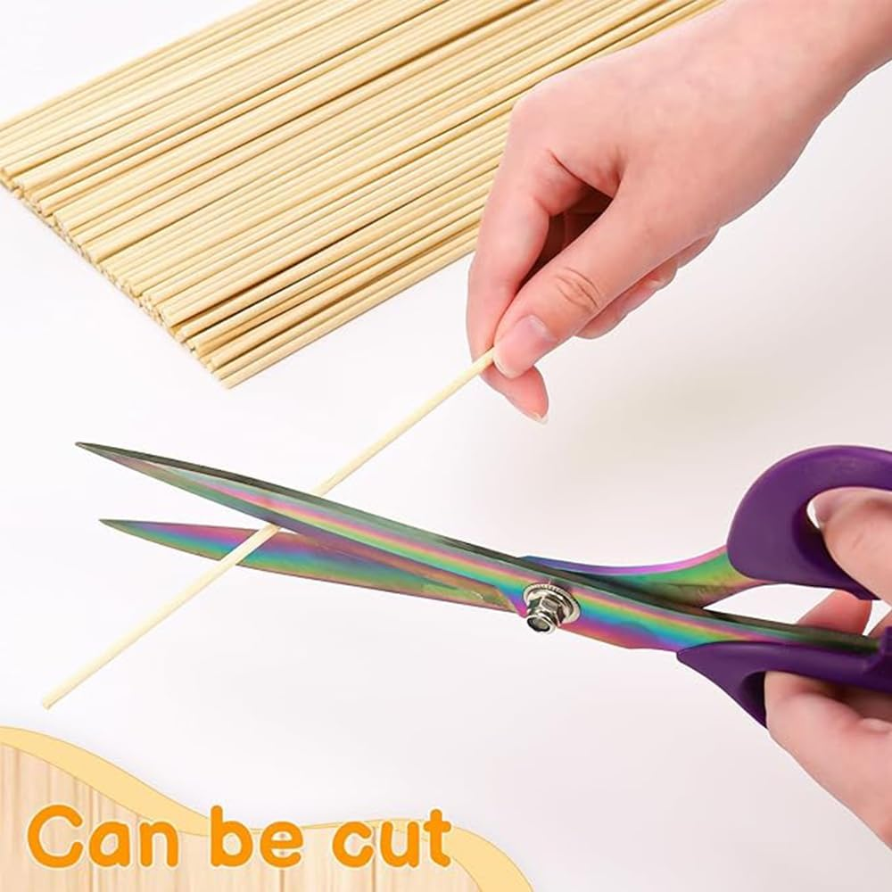 150Pcs Wooden Sticks,Natural round Wood Dowel Rods 1/8 X 12 Inch,For DIY Crafts Model Making(300X3Mm) image number 3