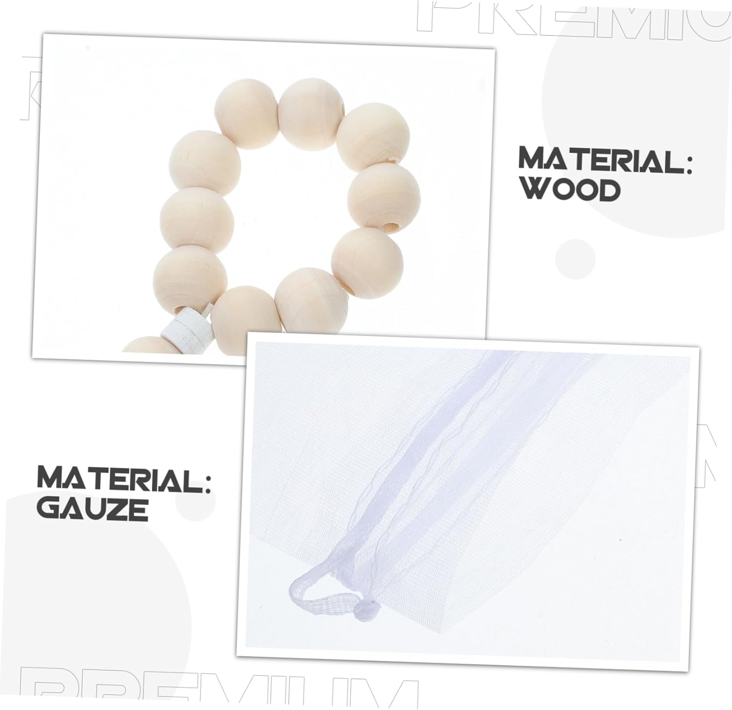 Homoyoyo 40Sets Wooden Rosary Beads Mesh Bags for Baptism Prayer Christian Party Favors Small Rosary Mesh Bags Religious Prayer image number 3