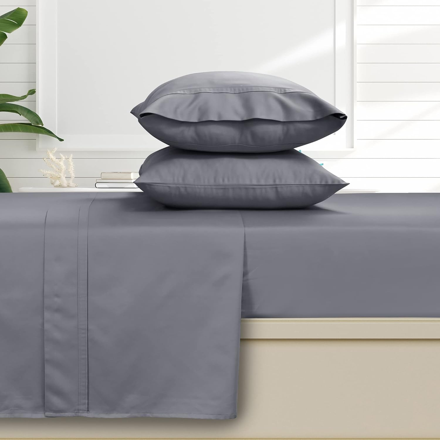 500 Thread Count Egyptian Cotton 6-Piece Deep Pocket Sheet Set, Queen, Midnight Blue image number 6